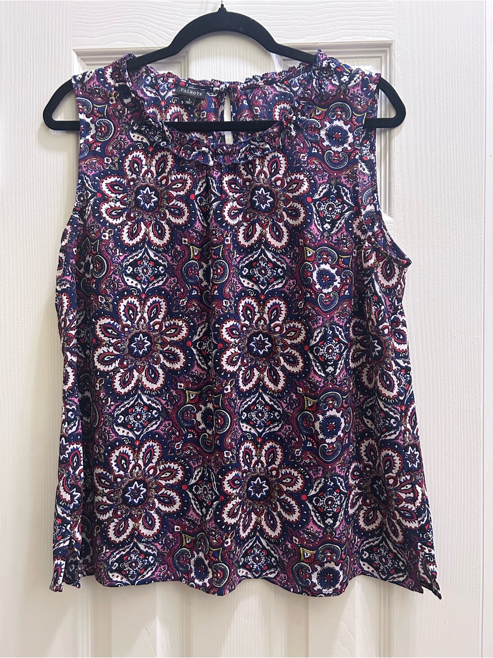 Talbots Paisley-Print Sleeveless Camisole Large Blue Red Pink White Purple